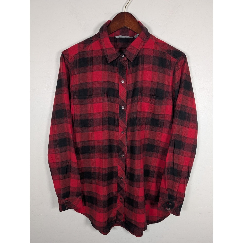 Athleta Shirt Womens Small Plaid Flannel Button Down Long Sleeve Pocket
